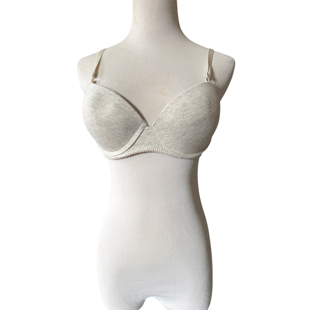 Nautica Intimates Heather Grey Padded Underwire‎ T-Shirt Bra 36B Logo Strap
